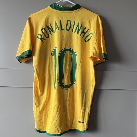 Brazil National Team Jersey Mens Medium Soccer Nike Sphere Dry Ronaldinho 10 - Picture 2 of 15